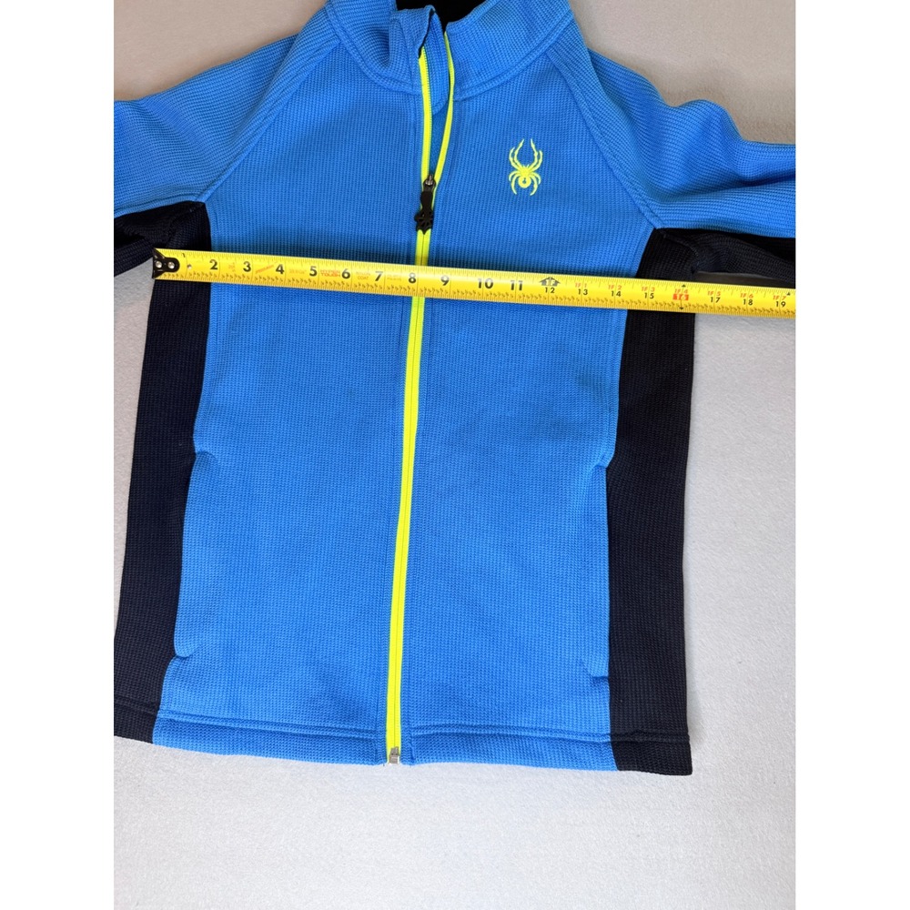 Spyder Boys Blue Black Full Zip Fleece Jacket Size M 10/12 Colorblock Activewear - Picture 4 of 7